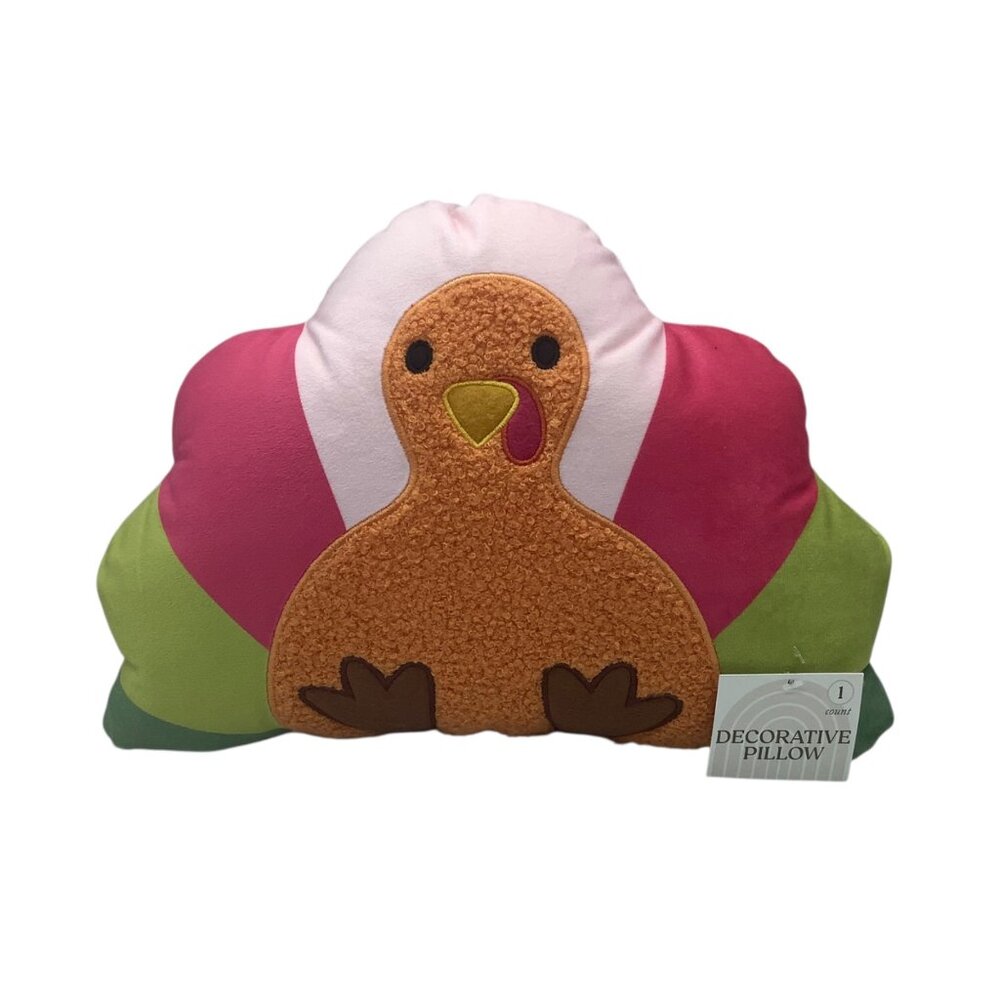 Target Thanksgiving Turkey Shaped Throw‎ Pillow NEW Vibrant Multicolor 9.5"x14"